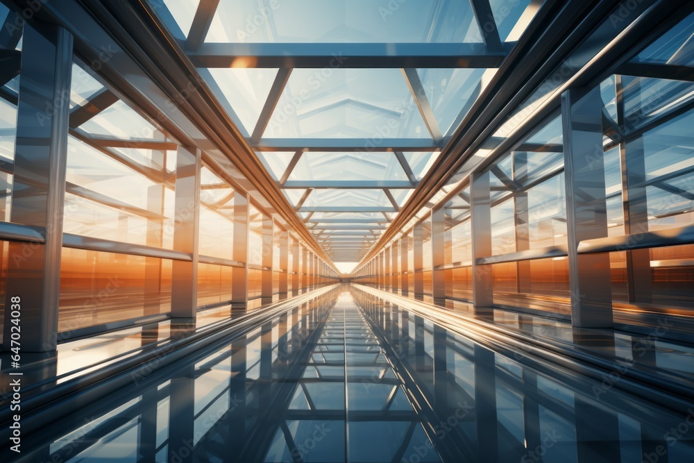 Poster abstract backdrop of modern glass and steel architecture. background with selective focus and copy s