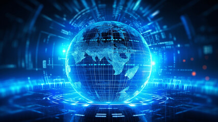 global network technology line and digital