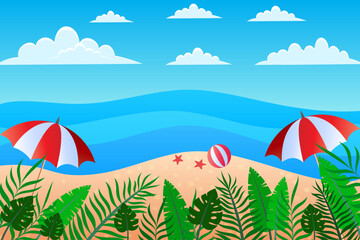 background illustration of clear and beautiful beach when summer