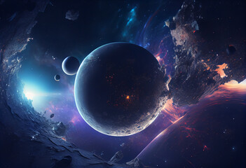 Obraz premium 3d illustration of deep space background full of stars and galaxies.
