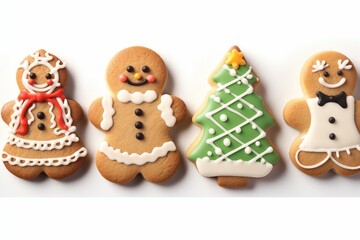 Set of different Christmas cookies on white background. generative ai.