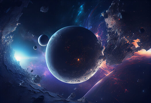 3d illustration of deep space background full of stars and galaxies.