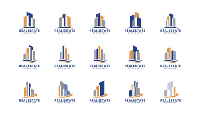 Real estate logo collection. modern building logo template. property logo collection. trendy apartment logo template. building real estate  logo collection.