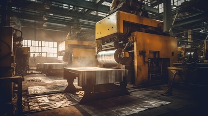 Industrial machine at factory Generative AI