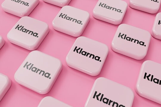 LONDON, UK - September 2023: Klarna online financial service provider company logo. 3D Rendering