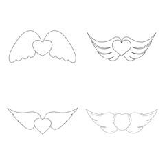 winged heart icon vector