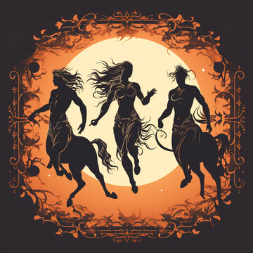 silhouette of a centaurs design t shirt