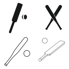 cricket bat icon vector