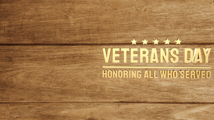 The veterans day gold text for holiday concept 3d rendering