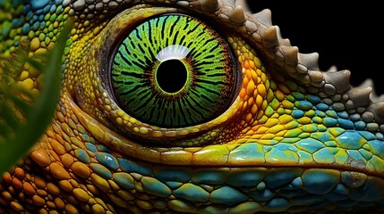 a chameleon's expressive eye, showcasing the intricate details and adaptations that aid in its survival