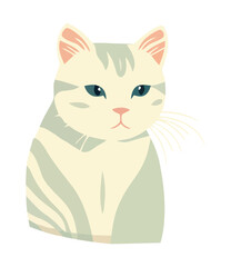 Fototapeta premium Cute kitten sitting on grass, looking cheerful