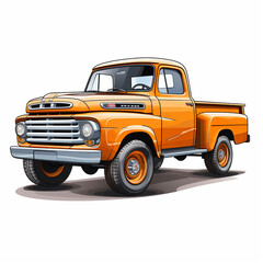 Illustrated Pickup Truck Artistic Appeal
