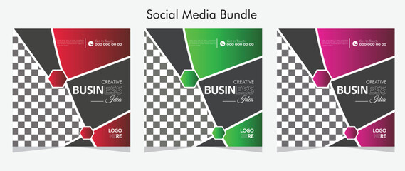 Corporate business office social media bundle or business advertisting social media post,
modern and unique professional business social media 3 bundle