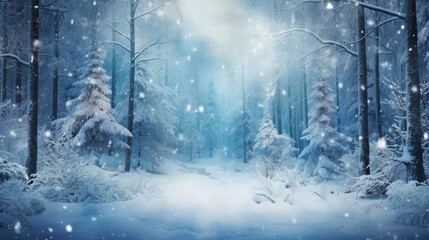 a pristine snowy forest during a gentle snowfall, with each snowflake captured in intricate detail