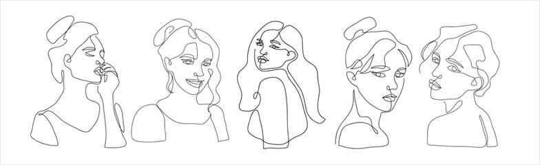 Hand drawn sketch line art of a woman. Abstract line art woman face. Abstract woman face single line art. Minimalist sketch single line art of a woman face. Line art woman portrait.Vector illustration