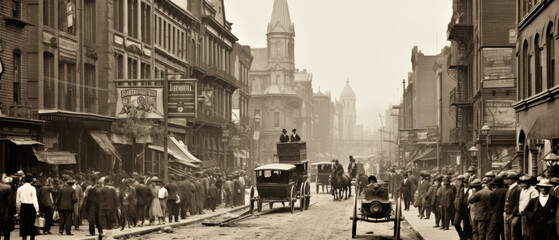 Fototapeta premium Melbourne Street Scene (1905)