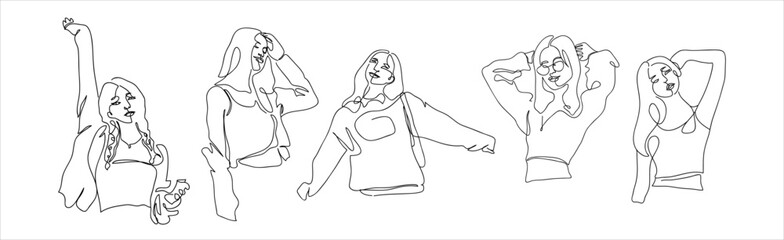 Hand drawn sketch line art of a woman portrait. Abstract line art woman portrait. Abstract woman single line art. Minimalist sketch single line art of a woman portrait. Vector illustration