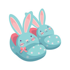 Cute baby rabbit celebrates spring with eggs