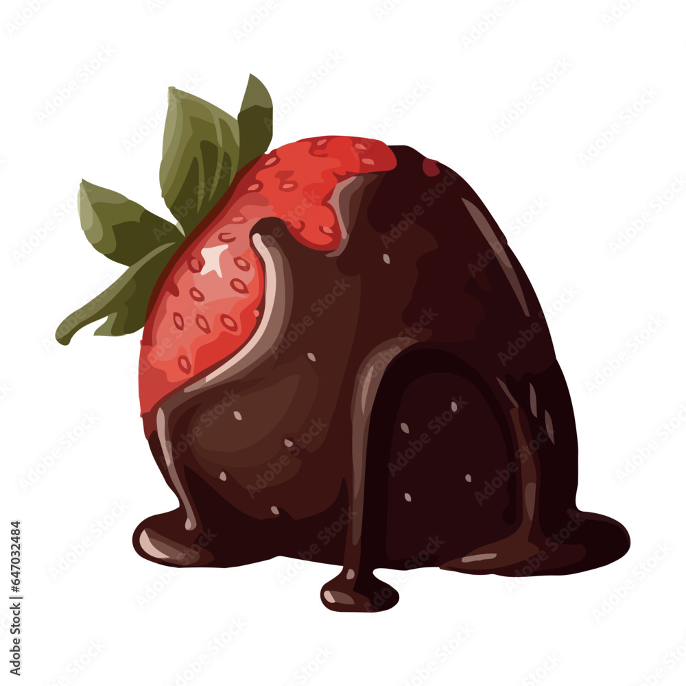 Poster Sweet strawberry dessert, chocolate cream and gourmet food. - Posters