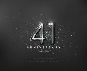 Silver metallic number design. premium number 41st anniversary. Premium vector for poster, banner, celebration greeting.