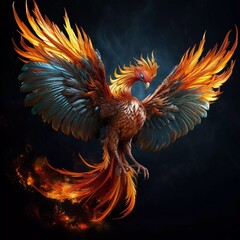 phoneix bird flying colorful feathers