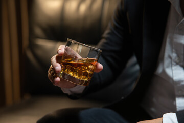 Celebrate whiskey a friendly party in restaurant.