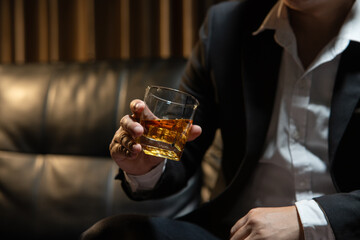 Celebrate whiskey a friendly party in restaurant.