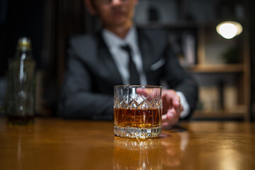 Businessmen in suits drinking  Celebrate whiskey.