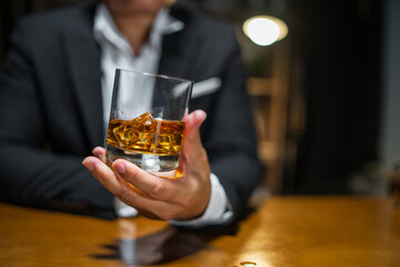 Celebrate whiskey a friendly party in restaurant.