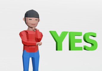 dummy figure with yes message