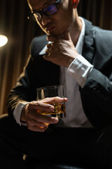 Businessmen in suits drinking  Celebrate whiskey.