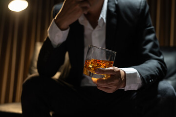 Businessmen in suits drinking  Celebrate whiskey.