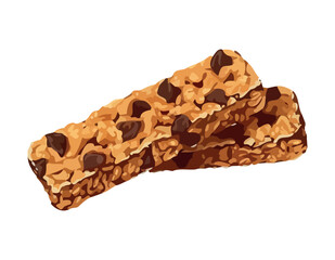 Sweet snack: chocolate cookie heap on white background.