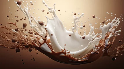 Deurstickers Chocolate and milk textured tasty background splashes © Ziyan Yang