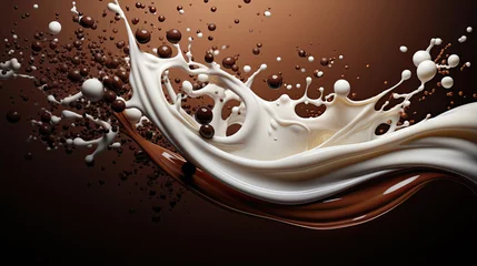 Fotobehang Chocolate and milk textured tasty background splashes © Ziyan Yang