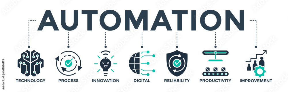 Aufkleber automation banner web icon vector illustration concept for robotic technology innovation systems wit