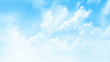 Naklejka na ściany i meble Fantastic white clouds against blue sky. Cloudy blue sky abstract background