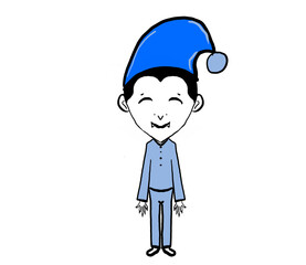 Dracula cartoon wearing pajamas isolated