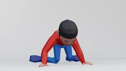 3d render dummy man for desperate or despair concept, kneel down.