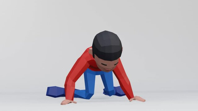 3d render dummy man for desperate or despair concept, kneel down.