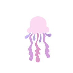 Sea animals character. Purple jellyfish sticker.