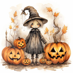 Wooded Pumpkin Background Illustration