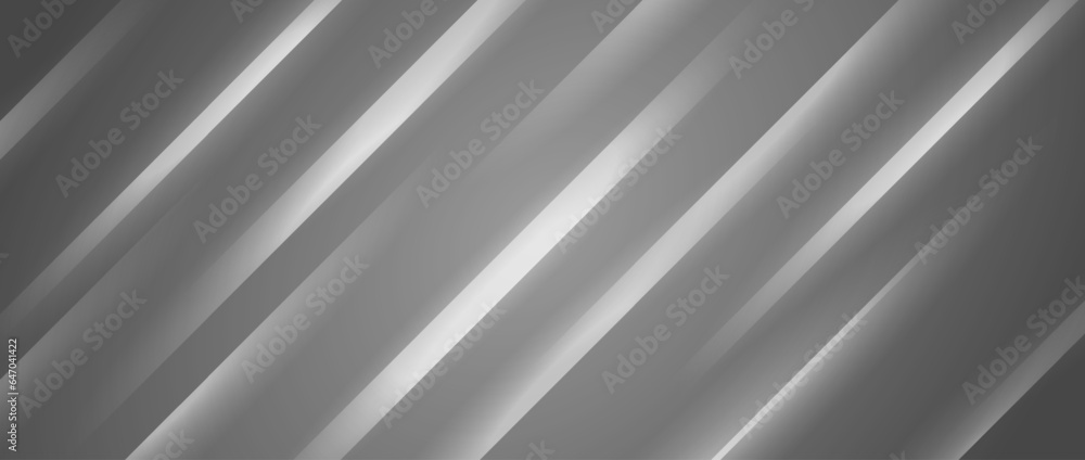 Poster Dark gray smooth diagonal lines background. Abstract gradient stripes wallpaper. Universal tech backdrop. Soft silver tempter for banner, flyer, brochure, presentation, poster. Vector illustration