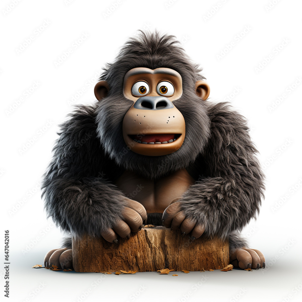 Sticker 3d cartoon cute gorilla