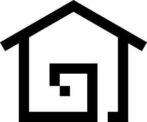 Black building house pixel icon PNG