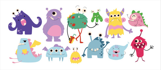 Set of cute monster vector illustration