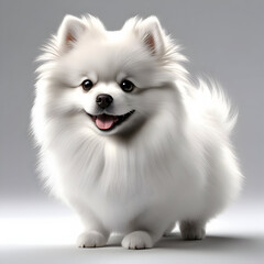 Cute white Pomeranian dog on white background