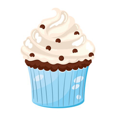Cupcake with whipped cream icon design