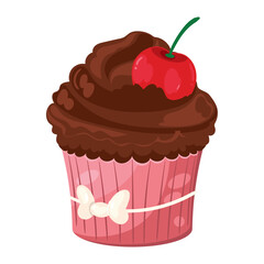 Cupcake with cherry icon design