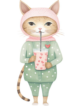 recommend clip art: Cute cat wearing clothes